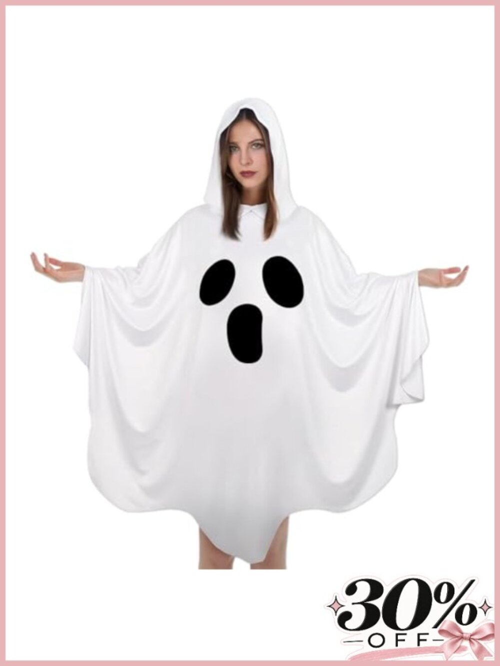 Ghost Costume White Poncho Cloak Boo Cape